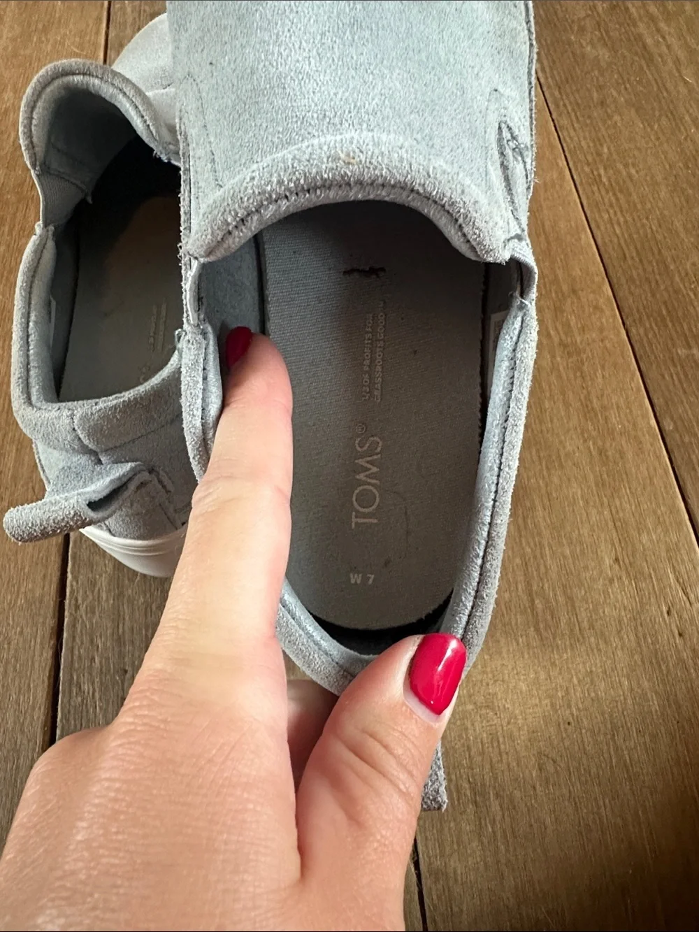 Toms grey and white platform slip on shoes women’s size 7